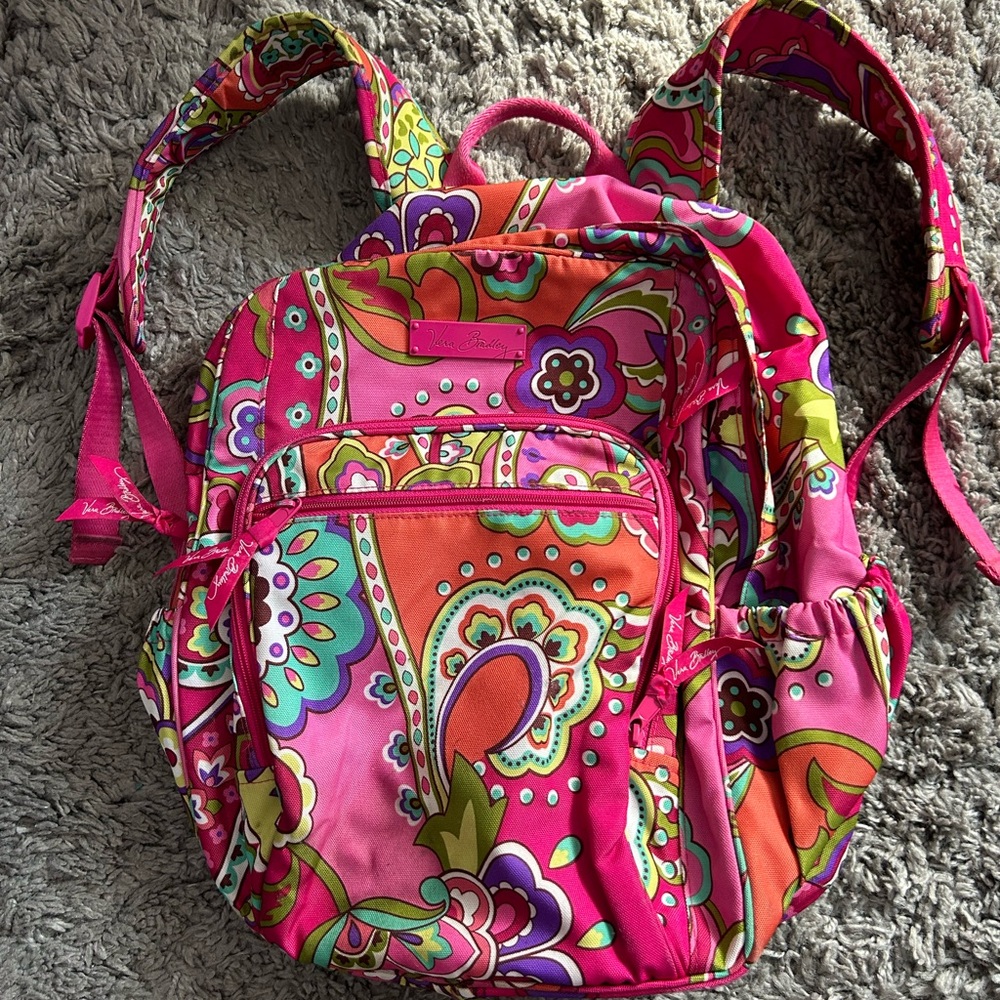 VERA BRADLEY Unquilted Pink Paisley Large Backpack College/work Pink